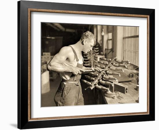 Factory Worker at the Paragon Rubber Company, Massachusetts, 1936-Lewis Wickes Hine-Framed Photographic Print