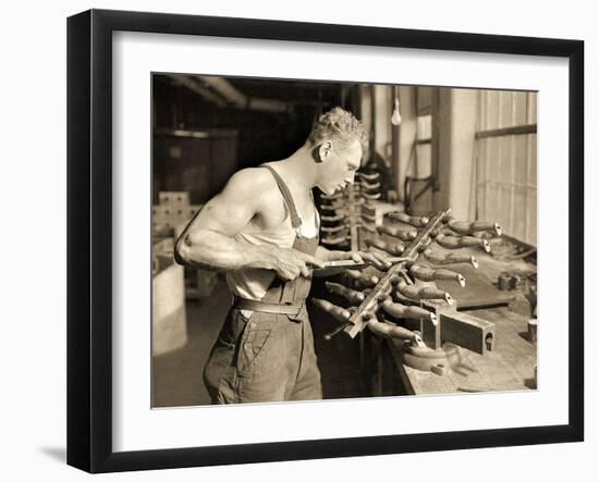 Factory Worker at the Paragon Rubber Company, Massachusetts, 1936-Lewis Wickes Hine-Framed Photographic Print