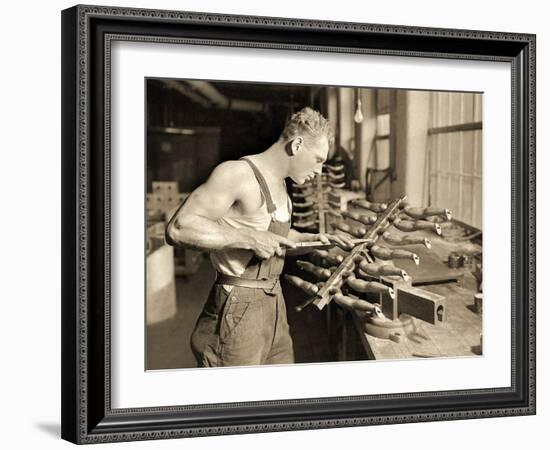 Factory Worker at the Paragon Rubber Company, Massachusetts, 1936-Lewis Wickes Hine-Framed Photographic Print