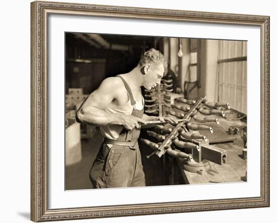 Factory Worker at the Paragon Rubber Company, Massachusetts, 1936-Lewis Wickes Hine-Framed Photographic Print