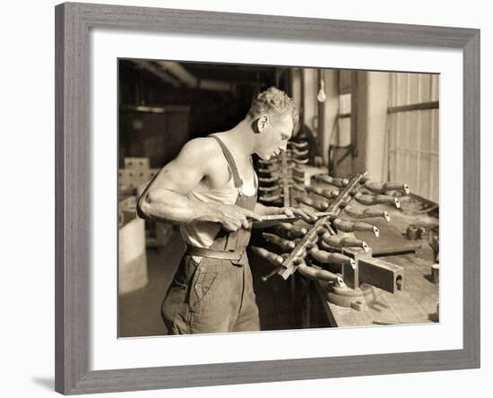 Factory Worker at the Paragon Rubber Company, Massachusetts, 1936-Lewis Wickes Hine-Framed Photographic Print