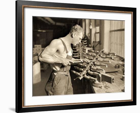 Factory Worker at the Paragon Rubber Company, Massachusetts, 1936-Lewis Wickes Hine-Framed Photographic Print