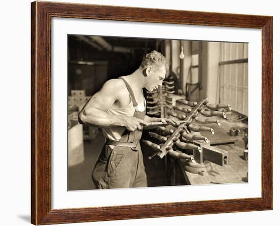 Factory Worker at the Paragon Rubber Company, Massachusetts, 1936-Lewis Wickes Hine-Framed Photographic Print