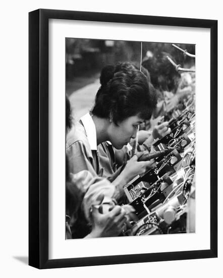 Factory Workers Inside the Matsushita Electronics Factory-Bill Ray-Framed Photographic Print