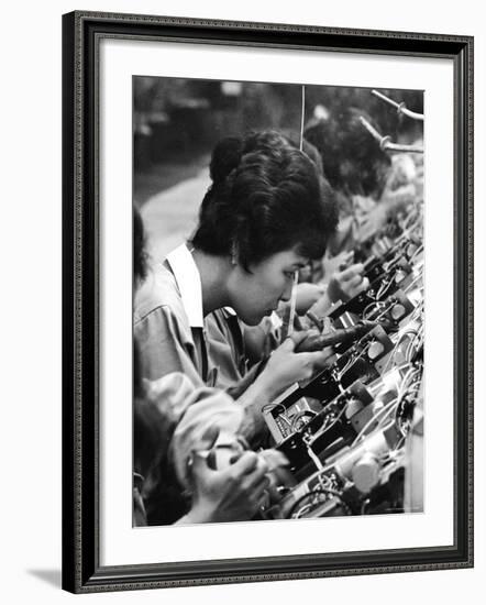 Factory Workers Inside the Matsushita Electronics Factory-Bill Ray-Framed Photographic Print
