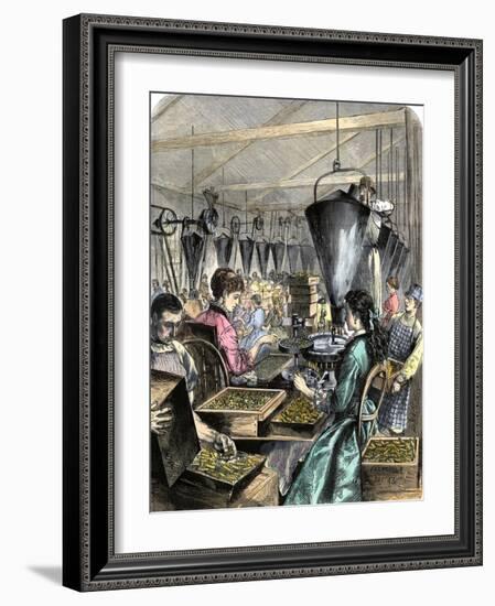 Factory Workers Making Rifle Cartridges, c.1870-null-Framed Giclee Print