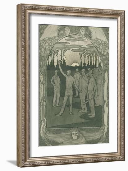 Factory workers stand strong united, 1900-Jan van der Vaardt-Framed Giclee Print