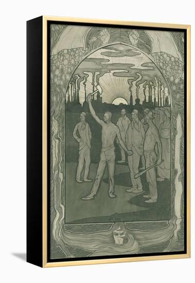 Factory workers stand strong united, 1900-Jan van der Vaardt-Framed Premier Image Canvas