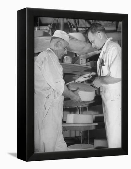 Factory Workers Testing the Newly Manufacture Cheese-Hansel Mieth-Framed Premier Image Canvas