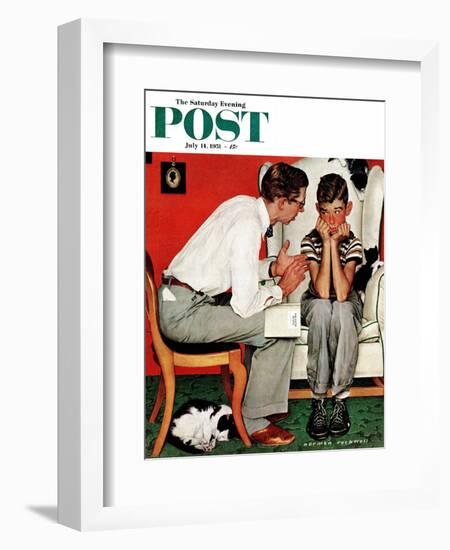 "Facts of Life" Saturday Evening Post Cover, July 14,1951-Norman Rockwell-Framed Giclee Print