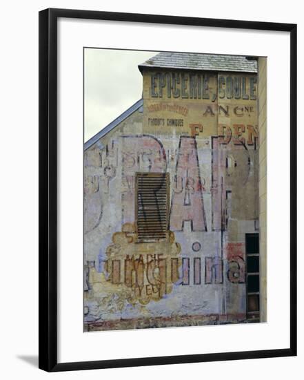 Fading Painted Writing on Back Street Wall, Bayeux, Basse Normandie (Normandy), France, Europe-Walter Rawlings-Framed Photographic Print