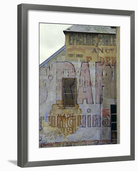 Fading Painted Writing on Back Street Wall, Bayeux, Basse Normandie (Normandy), France, Europe-Walter Rawlings-Framed Photographic Print