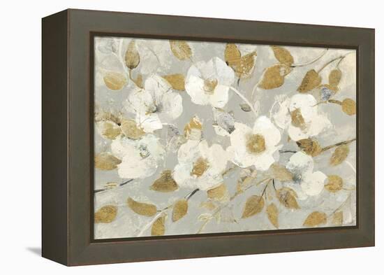 Fading Spring Gray and Gold-Albena Hristova-Framed Stretched Canvas