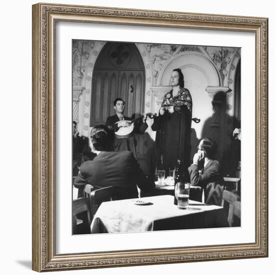 "Fado" Singer and a Guitarist Entertaining the Audience in the Lisbon Nightclub-Bernard Hoffman-Framed Photographic Print