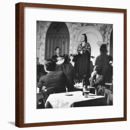 "Fado" Singer and a Guitarist Entertaining the Audience in the Lisbon Nightclub-Bernard Hoffman-Framed Photographic Print