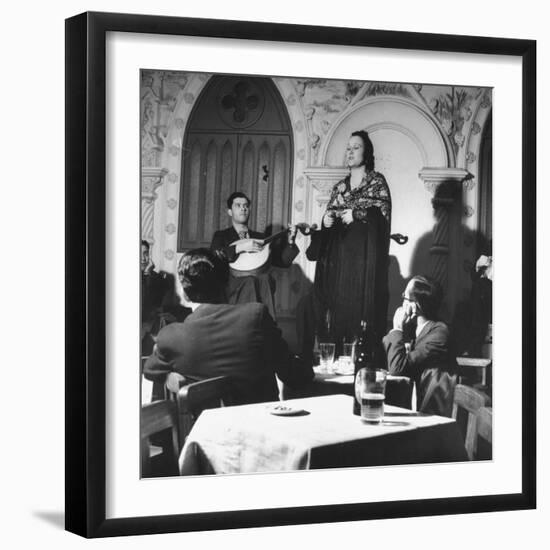 "Fado" Singer and a Guitarist Entertaining the Audience in the Lisbon Nightclub-Bernard Hoffman-Framed Photographic Print