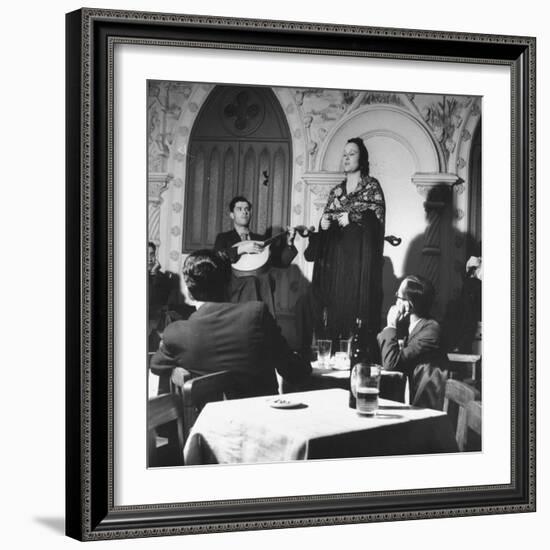 "Fado" Singer and a Guitarist Entertaining the Audience in the Lisbon Nightclub-Bernard Hoffman-Framed Photographic Print