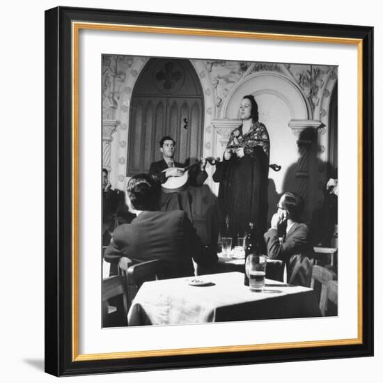 "Fado" Singer and a Guitarist Entertaining the Audience in the Lisbon Nightclub-Bernard Hoffman-Framed Photographic Print