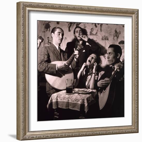 Fado Singer in Portuguese Night Club, 1946-null-Framed Photo