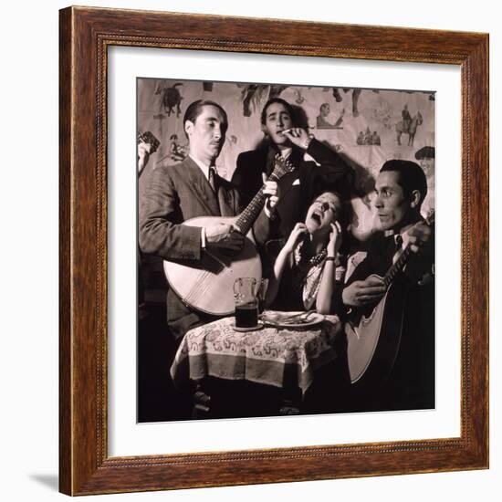 Fado Singer in Portuguese Night Club, 1946-null-Framed Photo