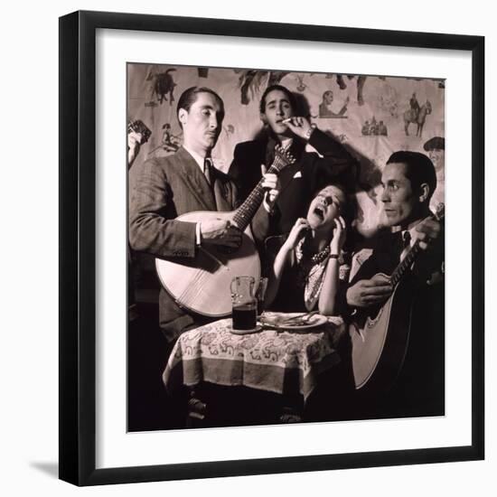 Fado Singer in Portuguese Night Club, 1946-null-Framed Photo