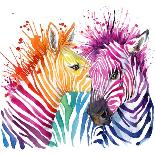 Giraffe Watercolor Illustration with Splash Textured Background.-Faenkova Elena-Art Print