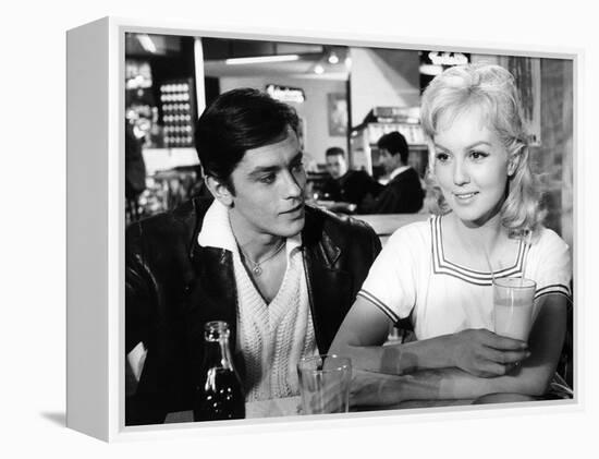 Faibles femmes by Michel Boisrond with Alain Delon and Mylene Demongeot, 1958 (b/w photo)-null-Framed Stretched Canvas