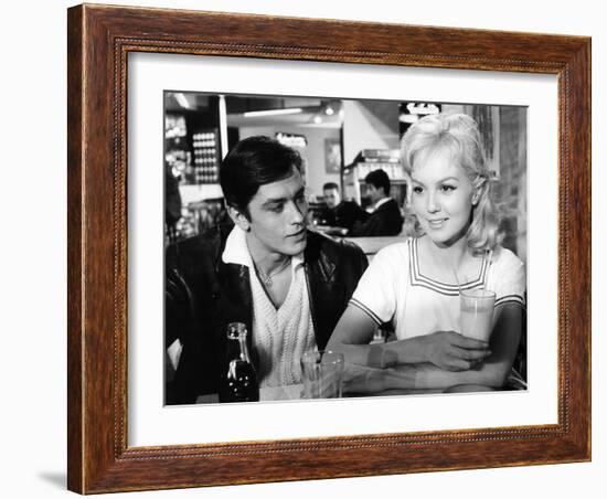 Faibles femmes by Michel Boisrond with Alain Delon and Mylene Demongeot, 1958 (b/w photo)-null-Framed Photo