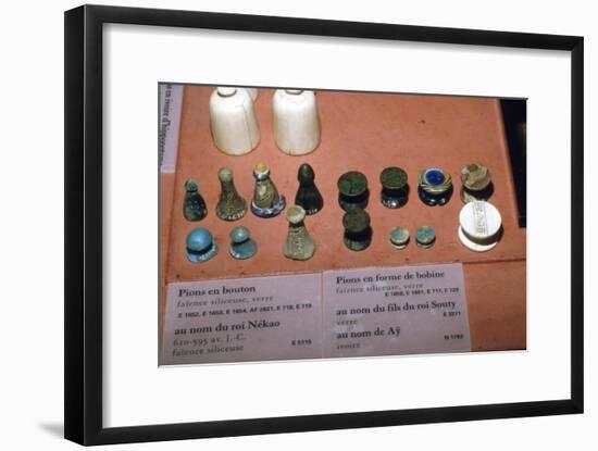Faience, Glass and Ivory Playing Pieces from Egyptian Tombs, circa 1500 BC-Unknown-Framed Giclee Print