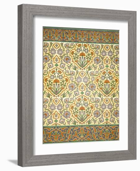 Faience Mural with Border Using Highly Stylised Repeating Patterns Using Plant Forms, from a Kiosk-Emile Prisse d'Avennes-Framed Giclee Print