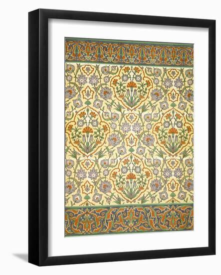 Faience Mural with Border Using Highly Stylised Repeating Patterns Using Plant Forms, from a Kiosk-Emile Prisse d'Avennes-Framed Giclee Print