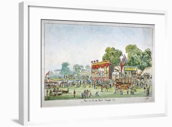 Fair in Hyde Park, Westminster, London, 1814-J Gordon-Framed Giclee Print