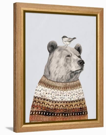 Fair Isle Bear I-Victoria Borges-Framed Stretched Canvas