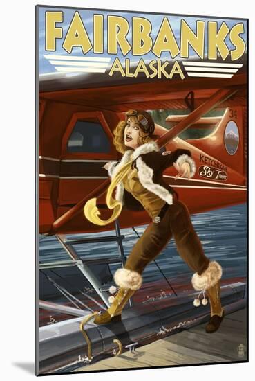 Fairbanks, Alaska - Aviator Pinup Girl-Lantern Press-Mounted Art Print