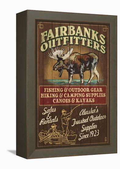 Fairbanks, Alaska - Moose Outfitters-Lantern Press-Framed Stretched Canvas