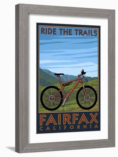 Fairfax, California - Ride the Trails - Blue Sky-Lantern Press-Framed Art Print