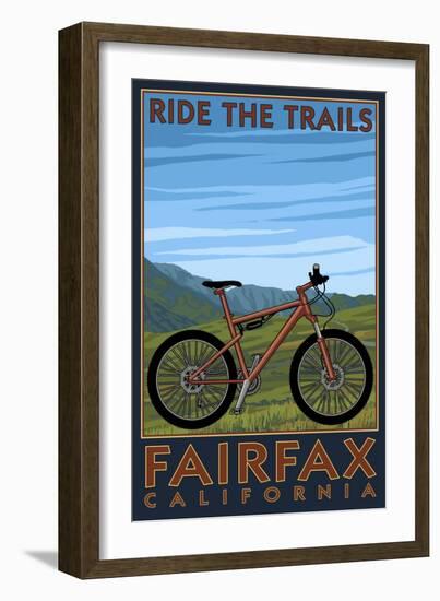 Fairfax, California - Ride the Trails - Blue Sky-Lantern Press-Framed Art Print