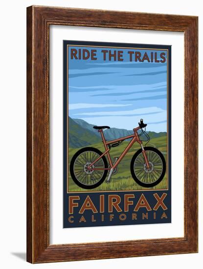 Fairfax, California - Ride the Trails - Blue Sky-Lantern Press-Framed Art Print