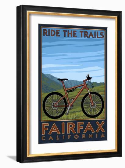 Fairfax, California - Ride the Trails - Blue Sky-Lantern Press-Framed Art Print