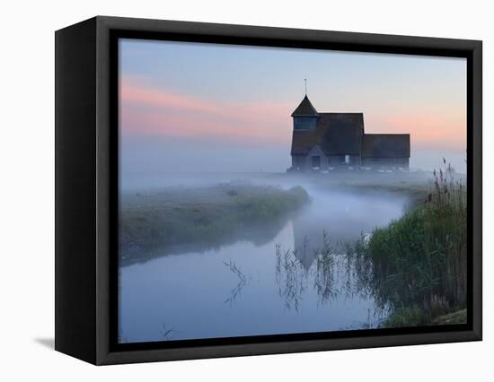 Fairfield Church in Dawn Mist, Romney Marsh, Near Rye, Kent, England, United Kingdom, Europe-Stuart Black-Framed Premier Image Canvas