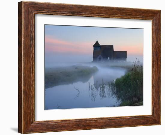 Fairfield Church in Dawn Mist, Romney Marsh, Near Rye, Kent, England, United Kingdom, Europe-Stuart Black-Framed Photographic Print