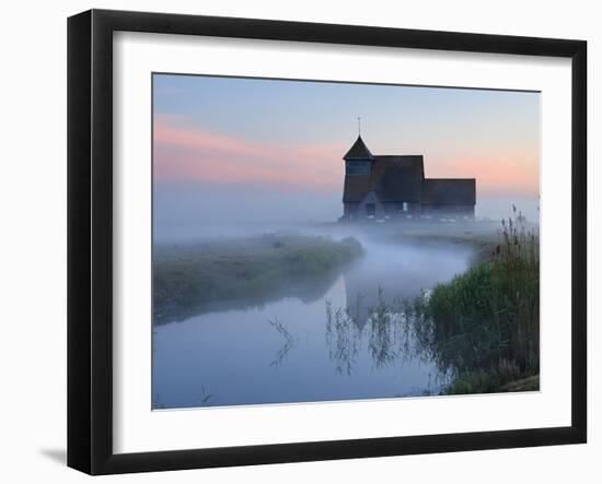 Fairfield Church in Dawn Mist, Romney Marsh, Near Rye, Kent, England, United Kingdom, Europe-Stuart Black-Framed Photographic Print