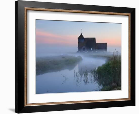 Fairfield Church in Dawn Mist, Romney Marsh, Near Rye, Kent, England, United Kingdom, Europe-Stuart Black-Framed Photographic Print