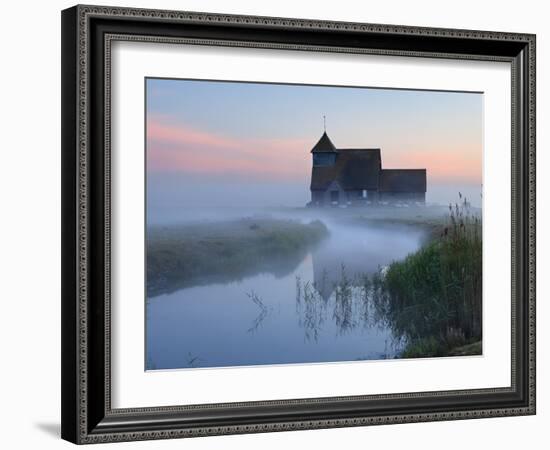 Fairfield Church in Dawn Mist, Romney Marsh, Near Rye, Kent, England, United Kingdom, Europe-Stuart Black-Framed Photographic Print