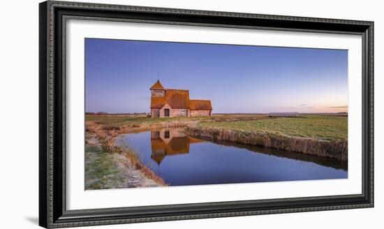 Fairfield Church (St. Thomas a Becket Church) at dawn, Romney Marsh, near Rye, Kent, England, Unite-Andrew Sproule-Framed Photographic Print