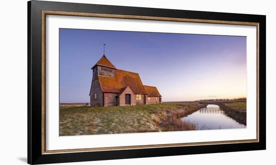 Fairfield Church (St. Thomas a Becket Church) at dawn, Romney Marsh, near Rye, Kent, England, Unite-Andrew Sproule-Framed Photographic Print