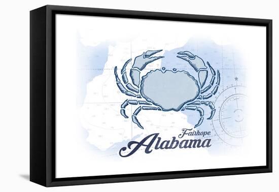 Fairhope, Alabama - Crab - Blue - Coastal Icon-Lantern Press-Framed Stretched Canvas
