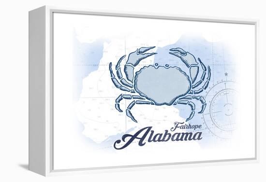 Fairhope, Alabama - Crab - Blue - Coastal Icon-Lantern Press-Framed Stretched Canvas