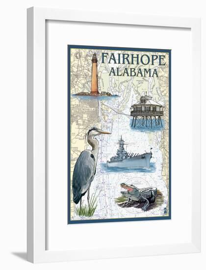 Fairhope, Alabama - Nautical Chart-Lantern Press-Framed Art Print