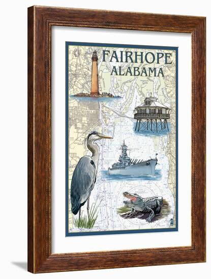 Fairhope, Alabama - Nautical Chart-Lantern Press-Framed Art Print